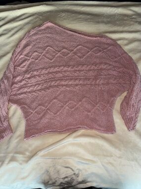 Willow Dusty Rose Cable Knit Off Shoulder Sweater